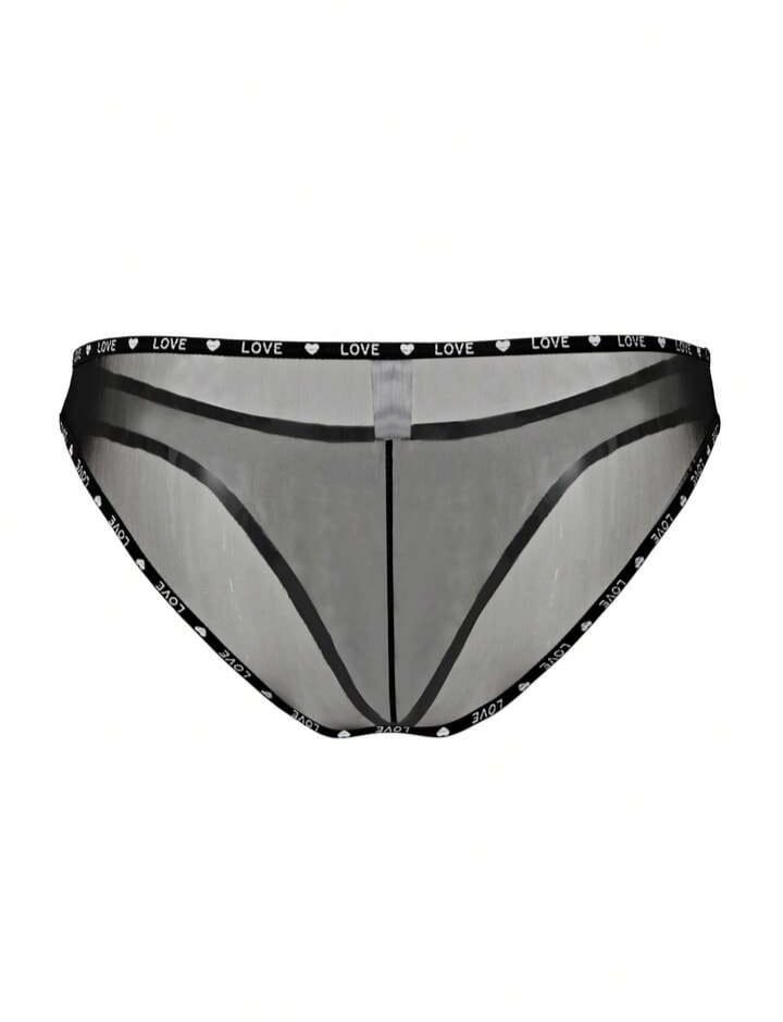 Men's Love Print Webbing 3d Pocket Underwear